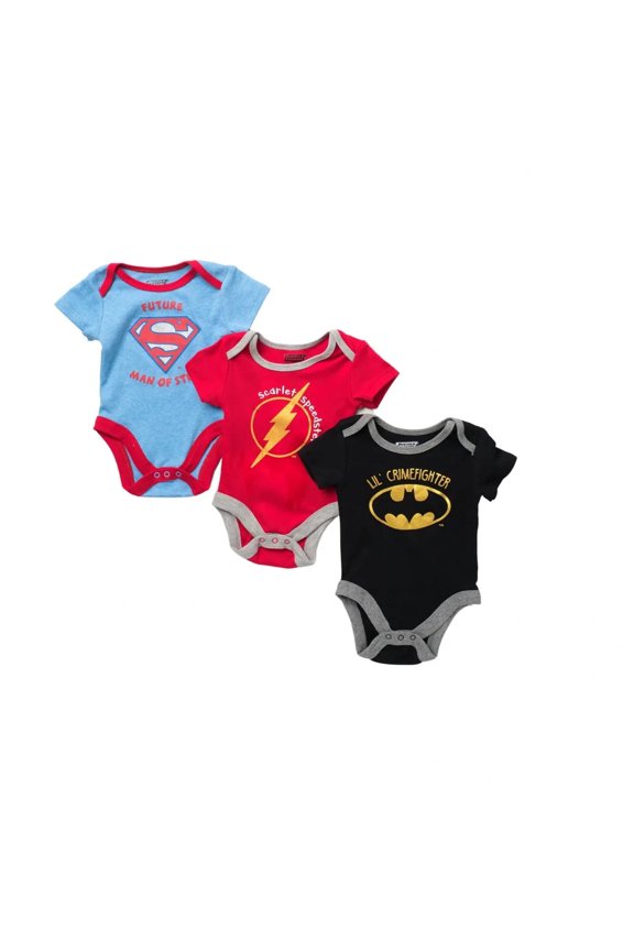 DC Comics 3-Pack Snapsuits-3-6 Months