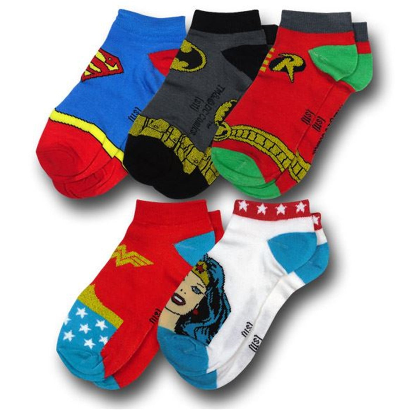 DC Comics 5-Pack Assorted Superhero Ankle Socks