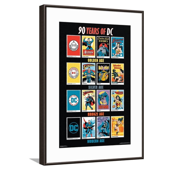 DC Comics 90th - 90 Years Of DC Canvas Wall Poster, 14.725" x 22.375"