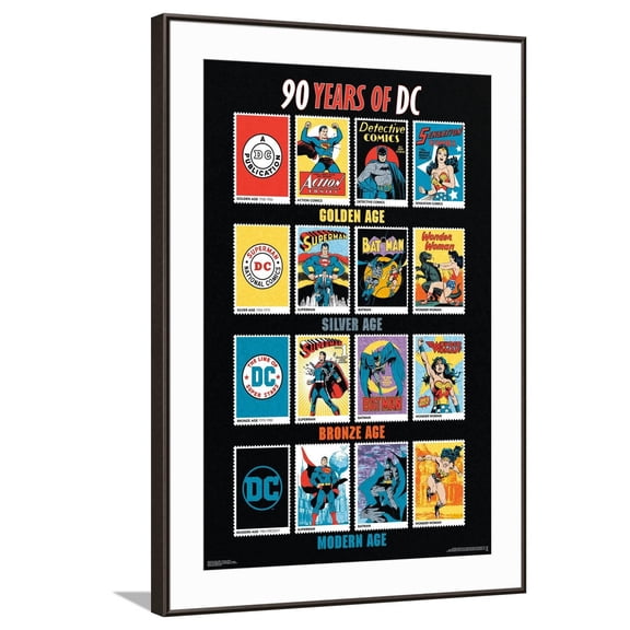 DC Comics 90th - 90 Years Of DC Canvas Wall Poster, 22.375" x 34"