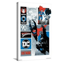 DC Comics 90th - Batman & Superman Canvas Wall Poster, 14.725" x 22.375"