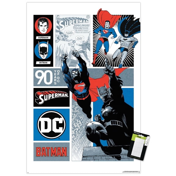 DC Comics 90th - Batman & Superman Wall Poster, 22.375" x 34"