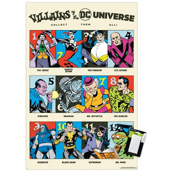 DC Comics 90th - Villains Of The Universe Wall Poster, 22.375" x 34"