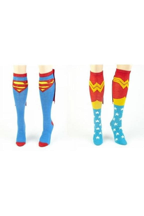DC Comics And Wonder Woman 2-Pack Caped Knee Socks One Size Fits Most