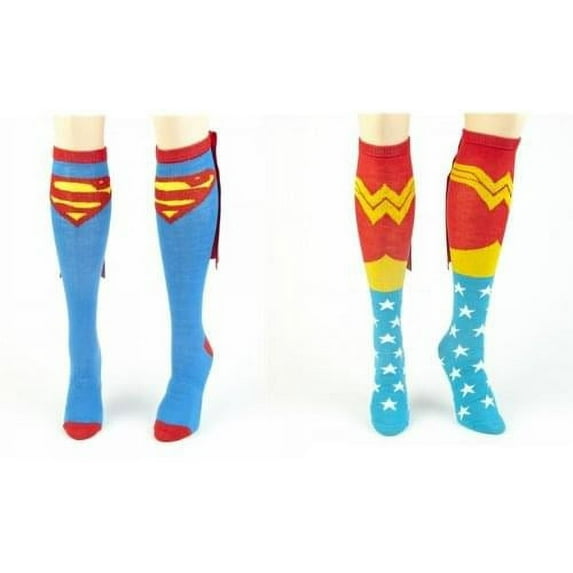 DC Comics And Wonder Woman 2-Pack Caped Knee Socks One Size Fits Most