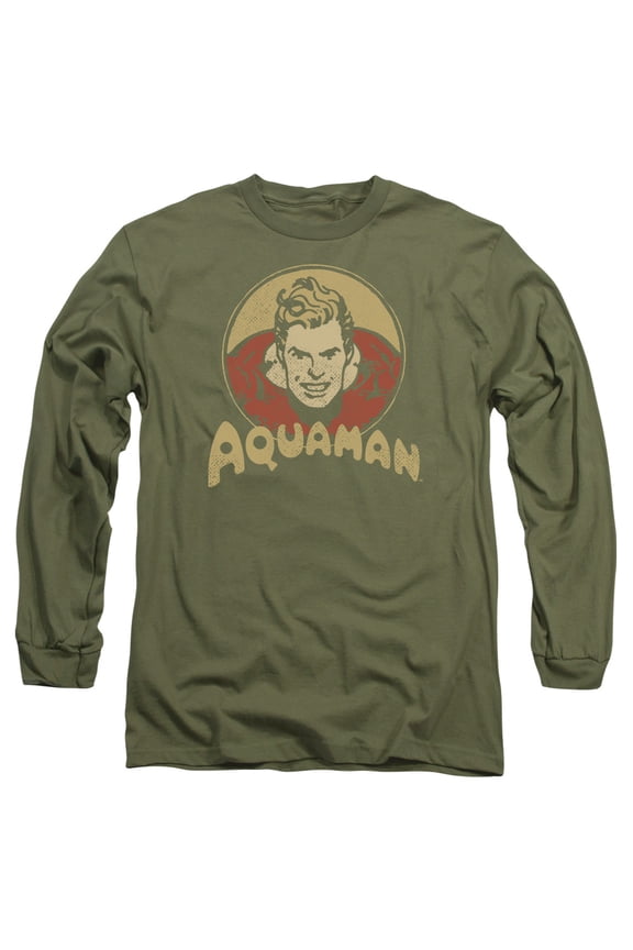 DC Comics Aqua Circle-Long Sleeve Adult 18/1-Military Green