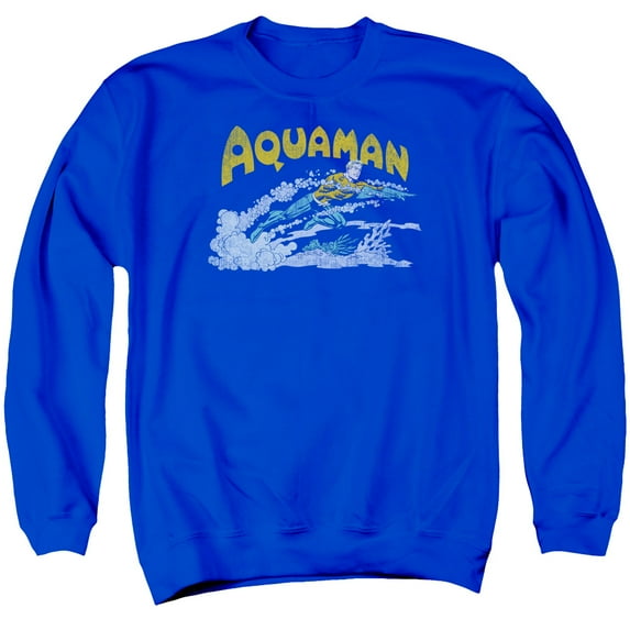 DC Comics Aqua Swim Adult Crewneck Sweatshirt Royal Blue