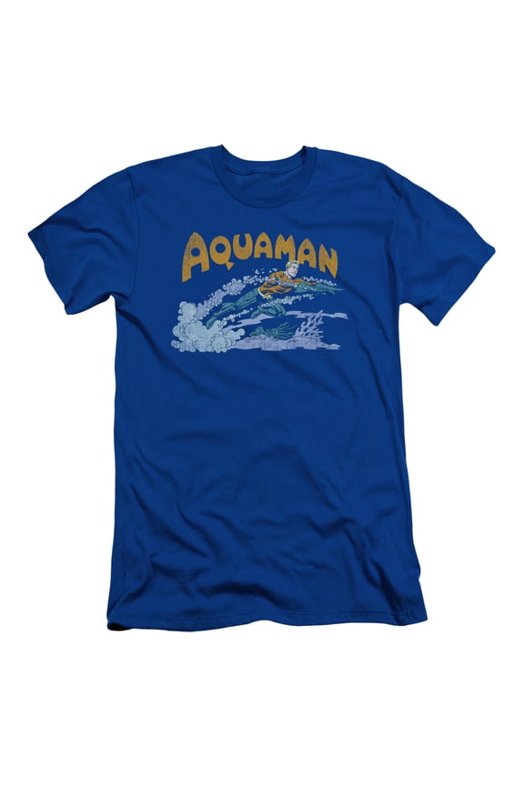 DC Comics Aqua Swim S/S Adult 30/1 T-Shirt Royal Blue