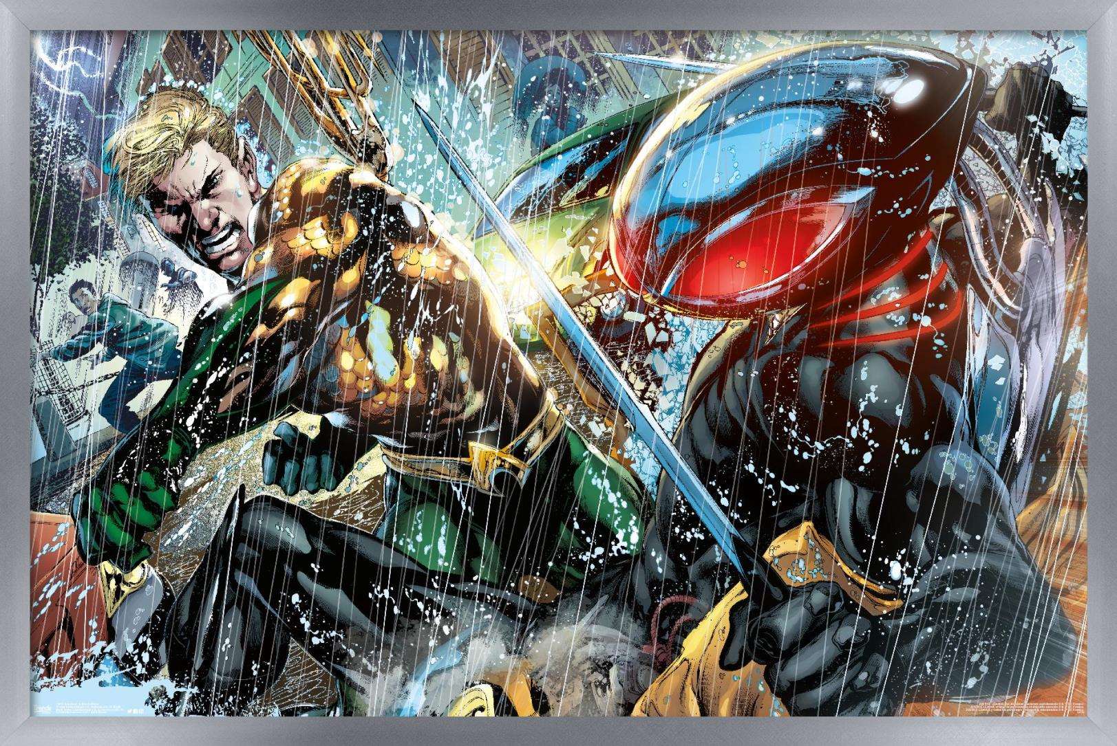 DC Comics - Aquaman - Aquaman vs. Black Manta Wall Poster, 14.725" x 22.375", Framed