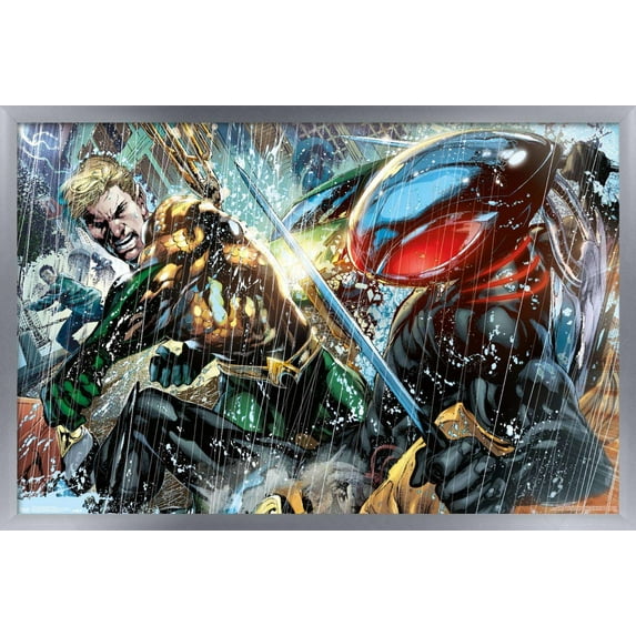 DC Comics - Aquaman - Aquaman vs. Black Manta Wall Poster, 14.725" x 22.375", Framed