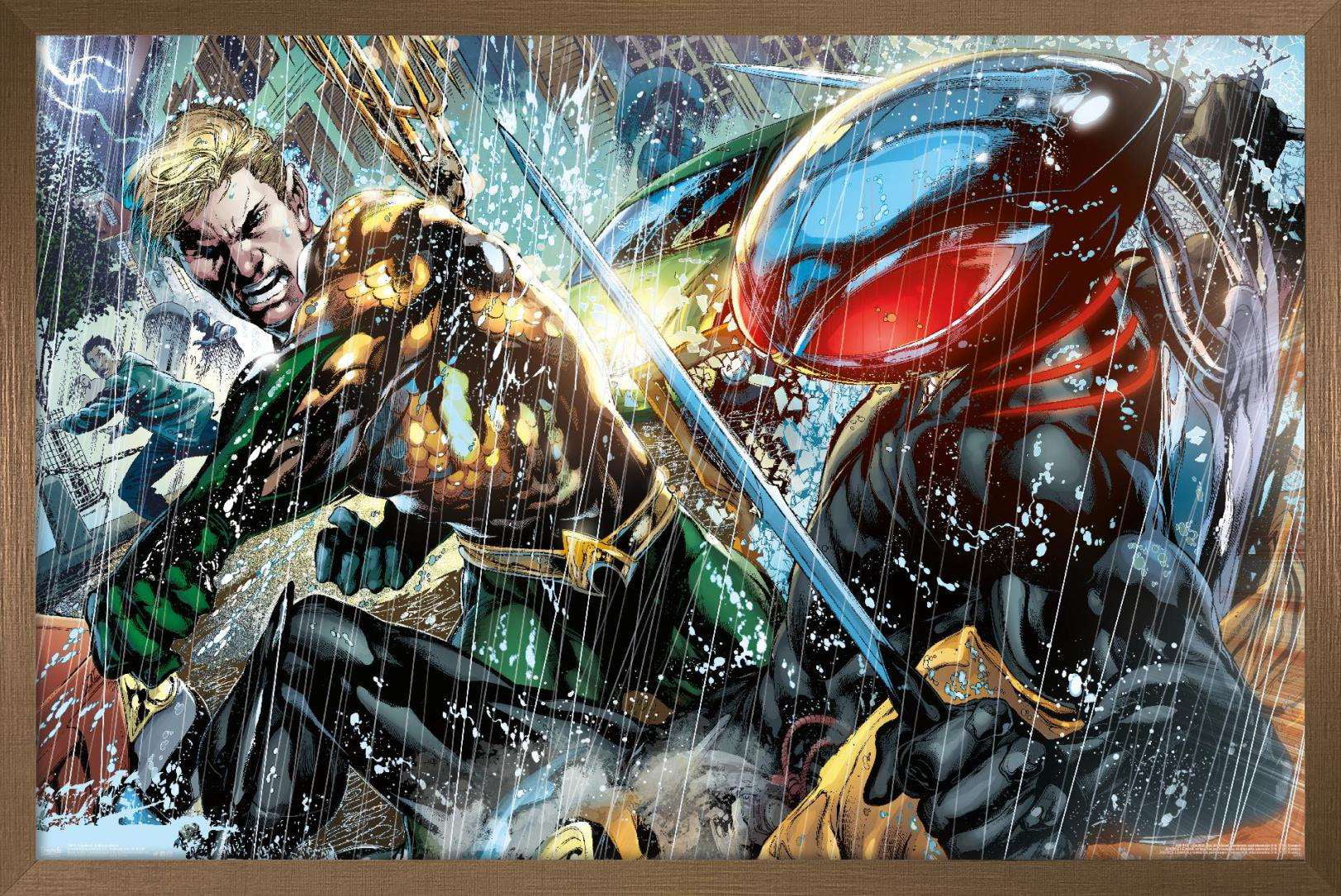 DC Comics - Aquaman - Aquaman vs. Black Manta Wall Poster, 14.725" x 22.375", Framed