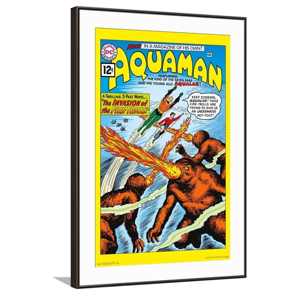 DC Comics - Aquaman - The Invasion of the Fire-Trolls Canvas Wall Poster, 22.375" x 34"
