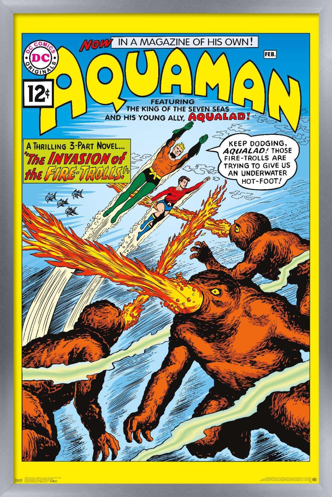 DC Comics - Aquaman - The Invasion of the Fire-Trolls Wall Poster, 14.725" x 22.375" Framed
