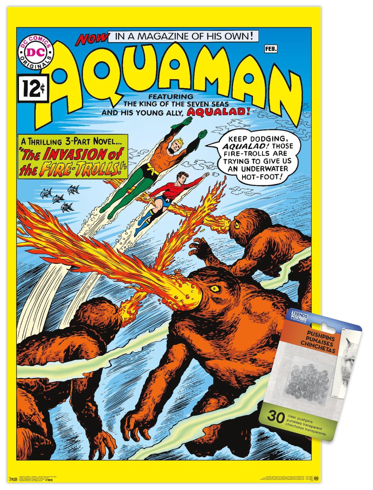 DC Comics - Aquaman - The Invasion of the Fire-Trolls Wall Poster with Pushpins, 14.725" x 22.375"