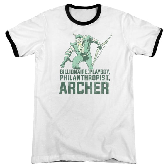 DC Comics Archer Adult Ringer T-Shirt White/Black