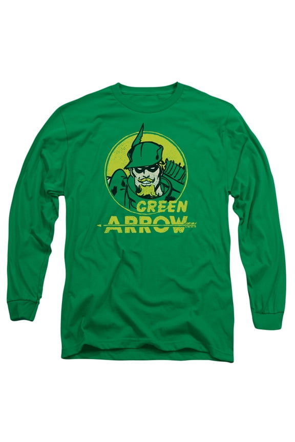 DC Comics Archer Circle-Long Sleeve Adult 18/1-Kelly Green