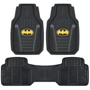 BDK Warner Bros DC Comics Armored Batman Heavy Duty No-Slip Grip All-Weather Car Mats Car Accessories - Custom Fit Rubber Floor Mats - 2 Front Mats (27” x 18”), 1 Rear Liner (18” x 58”)