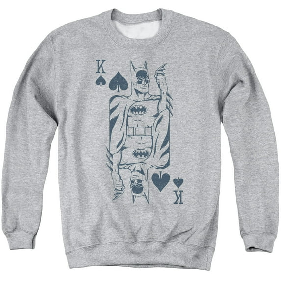 DC Comics Bat Card Adult Crewneck Sweatshirt Athletic Heather