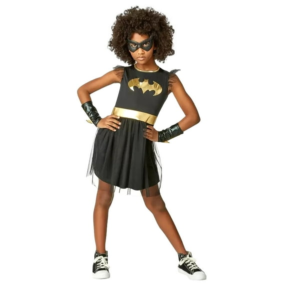 DC Comics Batgirl Batman Dress Gauntlets & Mask Halloween Costume S (4-6)