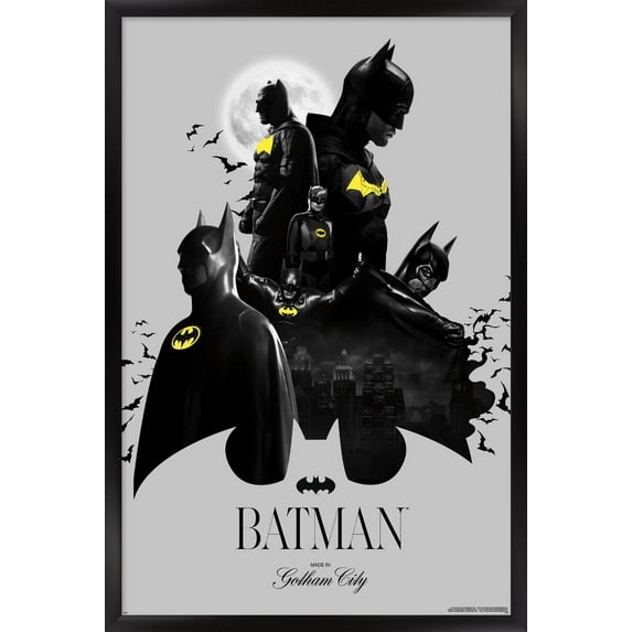 DC Comics Batman: 85th Anniversary - Batman Collage Wall Poster, 14.725" x 22.375" Framed