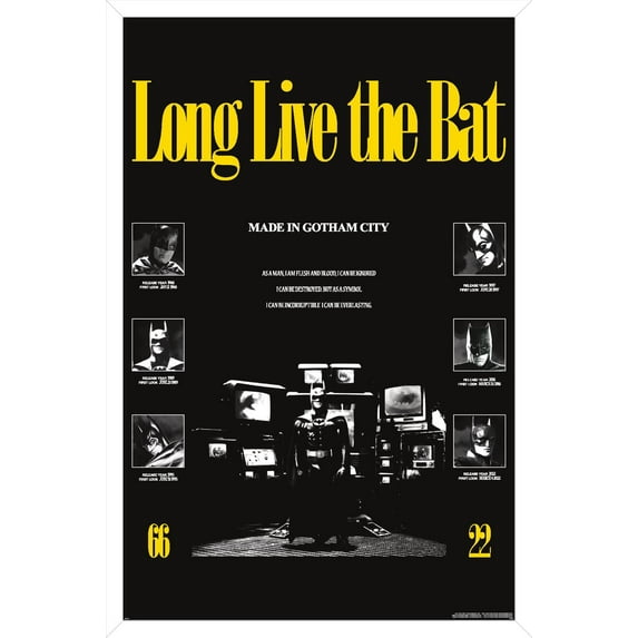 DC Comics Batman: 85th Anniversary - Long Live The Bat (Batman Collage) Wall Poster, 22.375" x 34" Framed