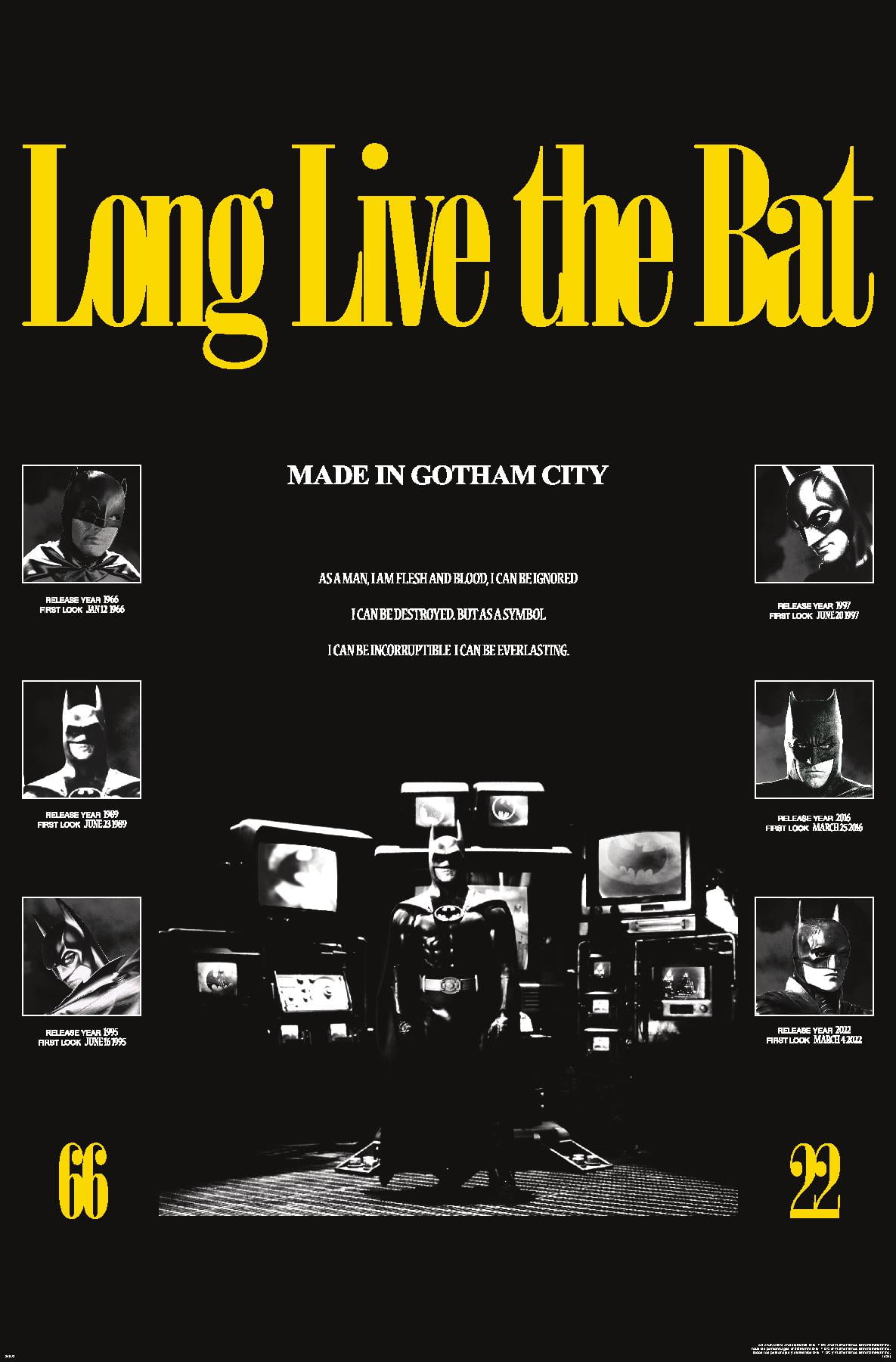 DC Comics Batman: 85th Anniversary - Long Live The Bat (Batman Collage) Wall Poster, 22.375" x 34"