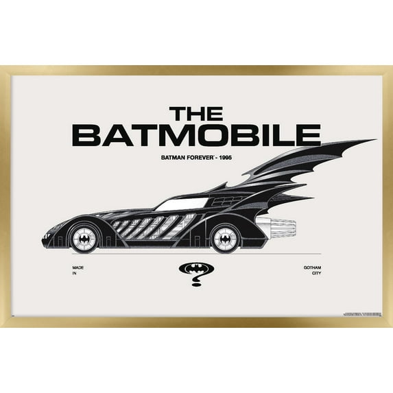 DC Comics Batman: 85th Anniversary - The Batmobile 1995 Wall Poster, 22.375" x 34" Framed