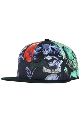 DC Comics Batman Allover Sublimated Scene Design Flat Bill Adjustable Snapback Hat Baseball Cap OSFM