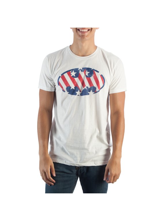 DC Comics Batman Americana Bat Logo White T-Shirt-X-Large