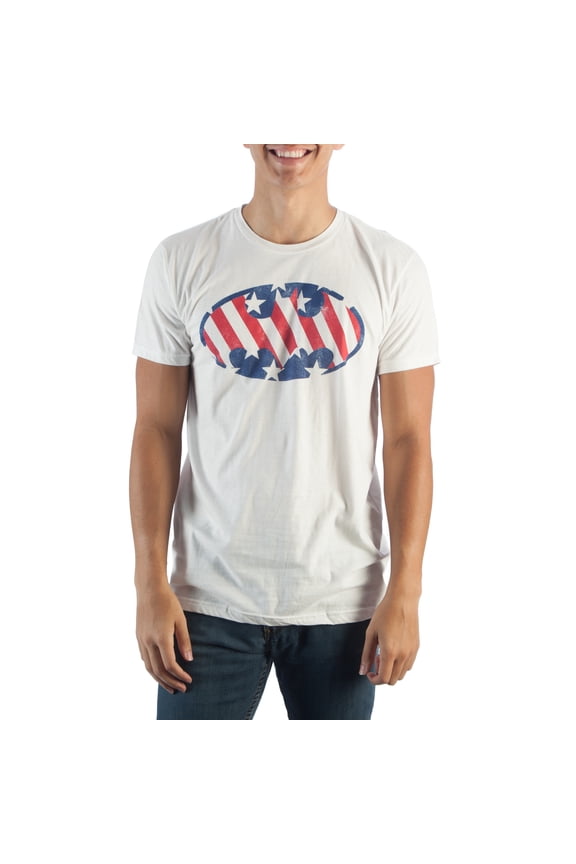 DC Comics Batman Americana Bat Logo White T-Shirt-XX-Large
