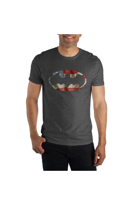 DC Comics Batman Americana Red White & Blue Black Bat Signal Tee Shirt T-Shirt-Small