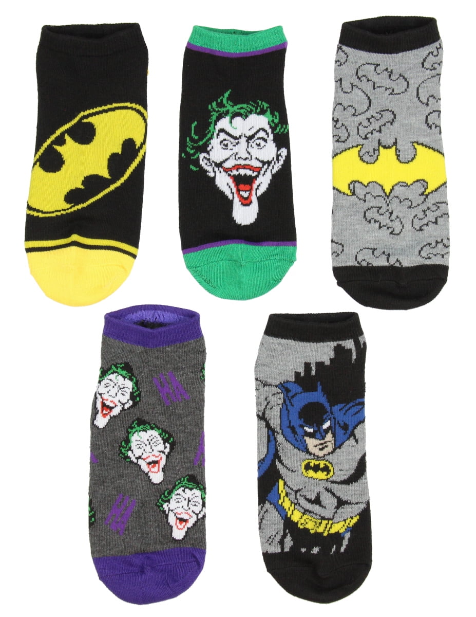 SEVEN TIMES SIX DC Comics Batman And Joker Designs 5 Pack Men And Women Ankle Socks