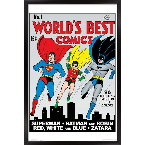 DC Comics - Batman And Robin - Worlds Best Comics - Cover 1 Wall Poster, 14.725" x 22.375", Framed