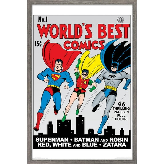 DC Comics - Batman And Robin - Worlds Best Comics - Cover 1 Wall Poster, 22.375" x 34", Framed