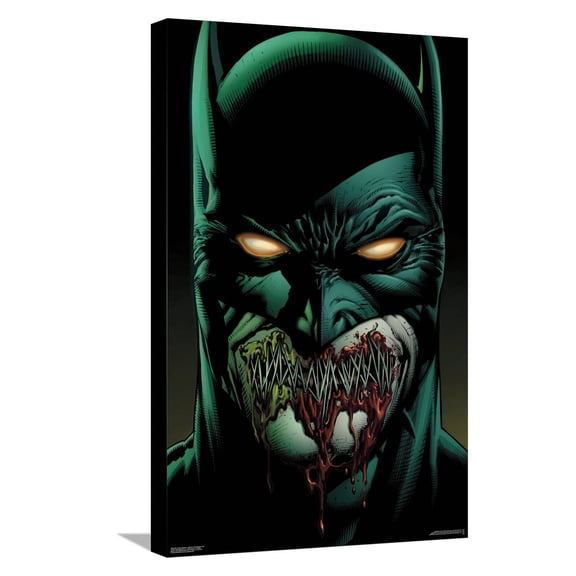DC Comics Batman - Batman with Stitched Lips Canvas Wall Poster, 14.725" x 22.375"