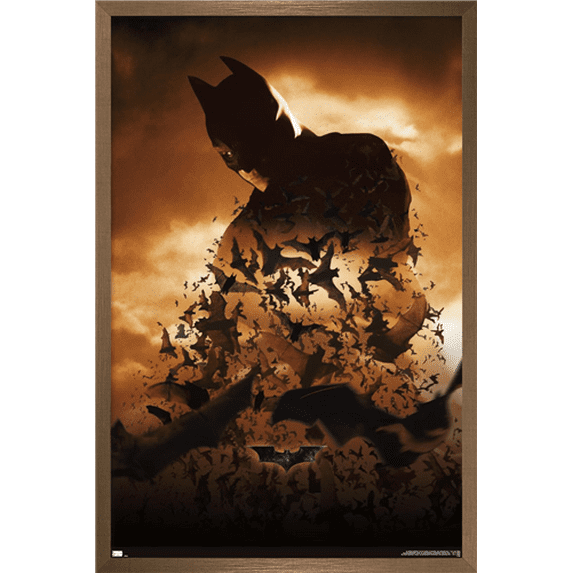 DC Comics Batman Begins - Batman One Sheet Wall Poster, 14.725" x 22.375", Framed