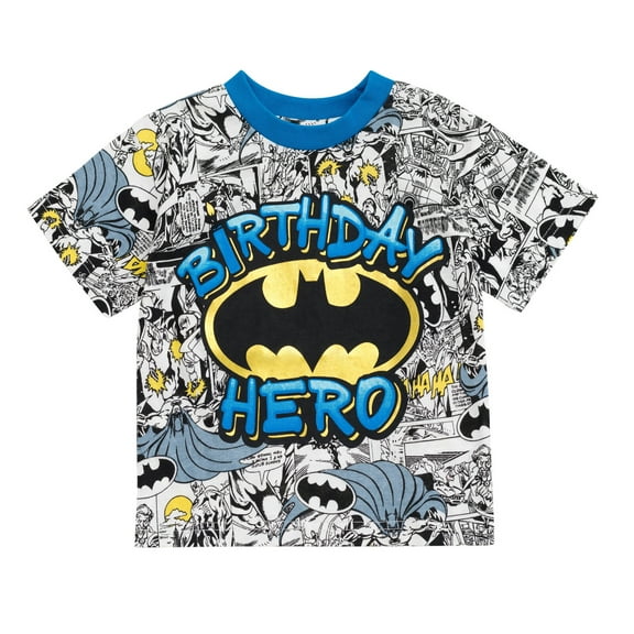 DC Comics Batman Birthday Metallic Print T-Shirt Toddler to Big Kid