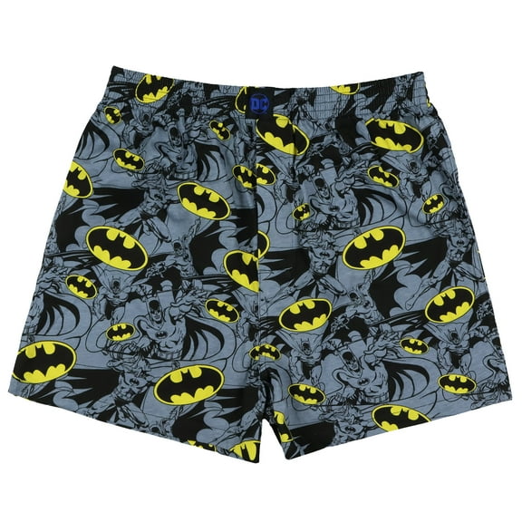 DC Comics Batman Boxer Shorts Men's Action Poses Bat Signal Logo Underwear Lounge