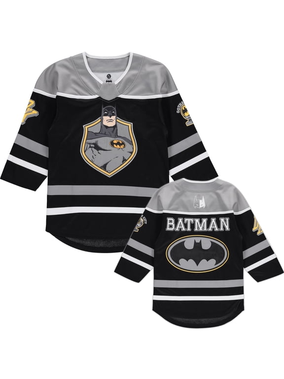 Batman Boys 4-20 Long Sleeve Hockey Jersey Black/Grey