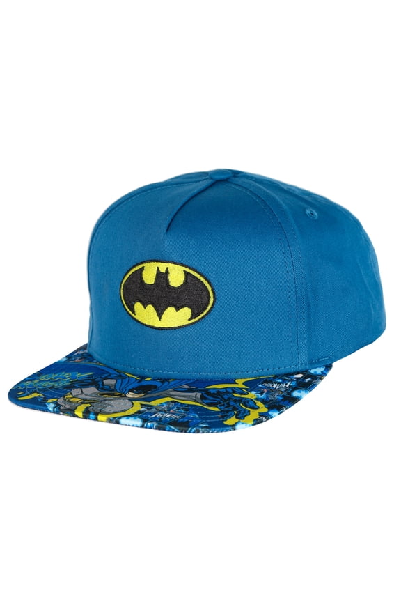 DC Comics Batman Boys' Flat-Brim Hat Snapback Adjustable OSFM Baseball Cap