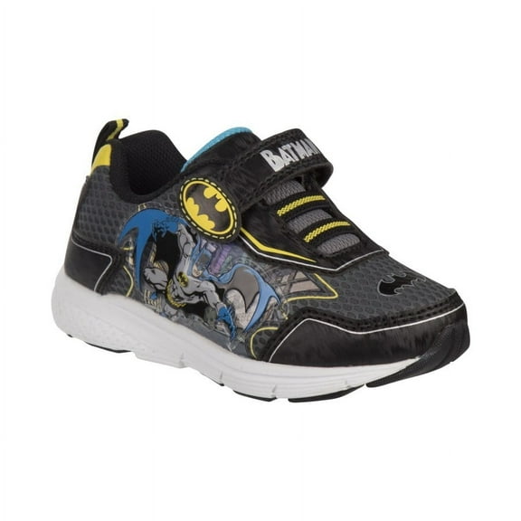 DC Comics Batman Boys Hook & Loop Sneakers with One White Light