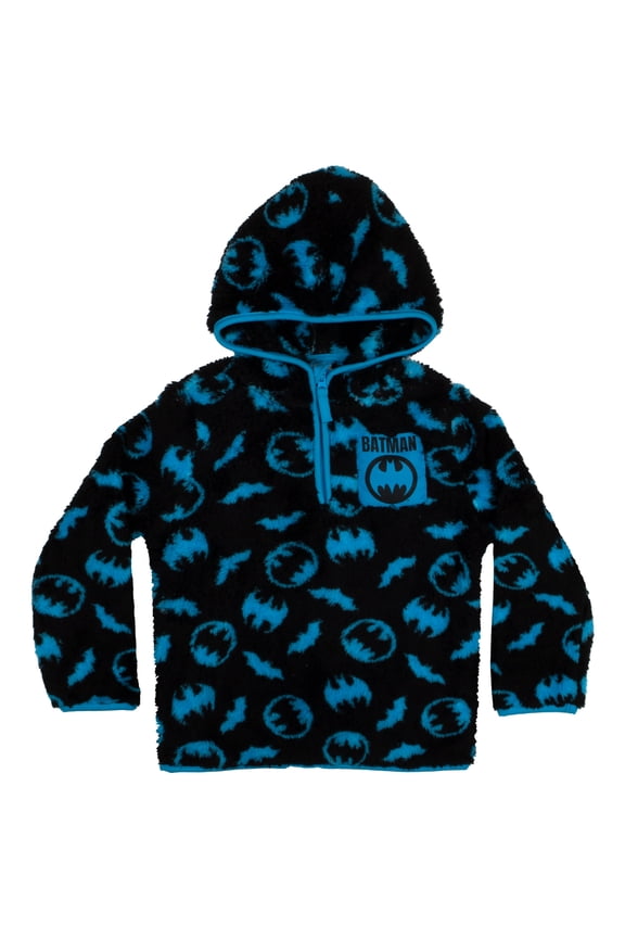 Batman Boys, Sherpa Zip-Up Fleece Hooded Sweatshirt (Sizes 12 Months-7)