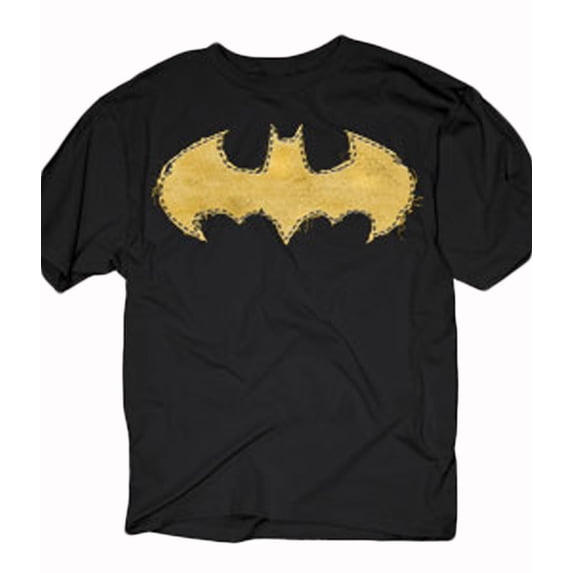 DC Comics Batman Frayed Yellow Logo Adult T-Shirt
