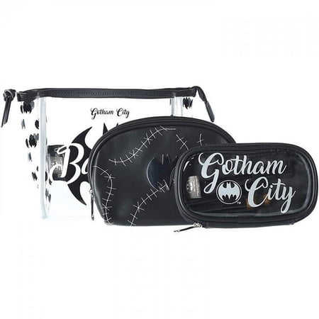 DC Comics Batman Gotham City Cosmetic Makeup Bag And Brush 3 Piece Gift Set