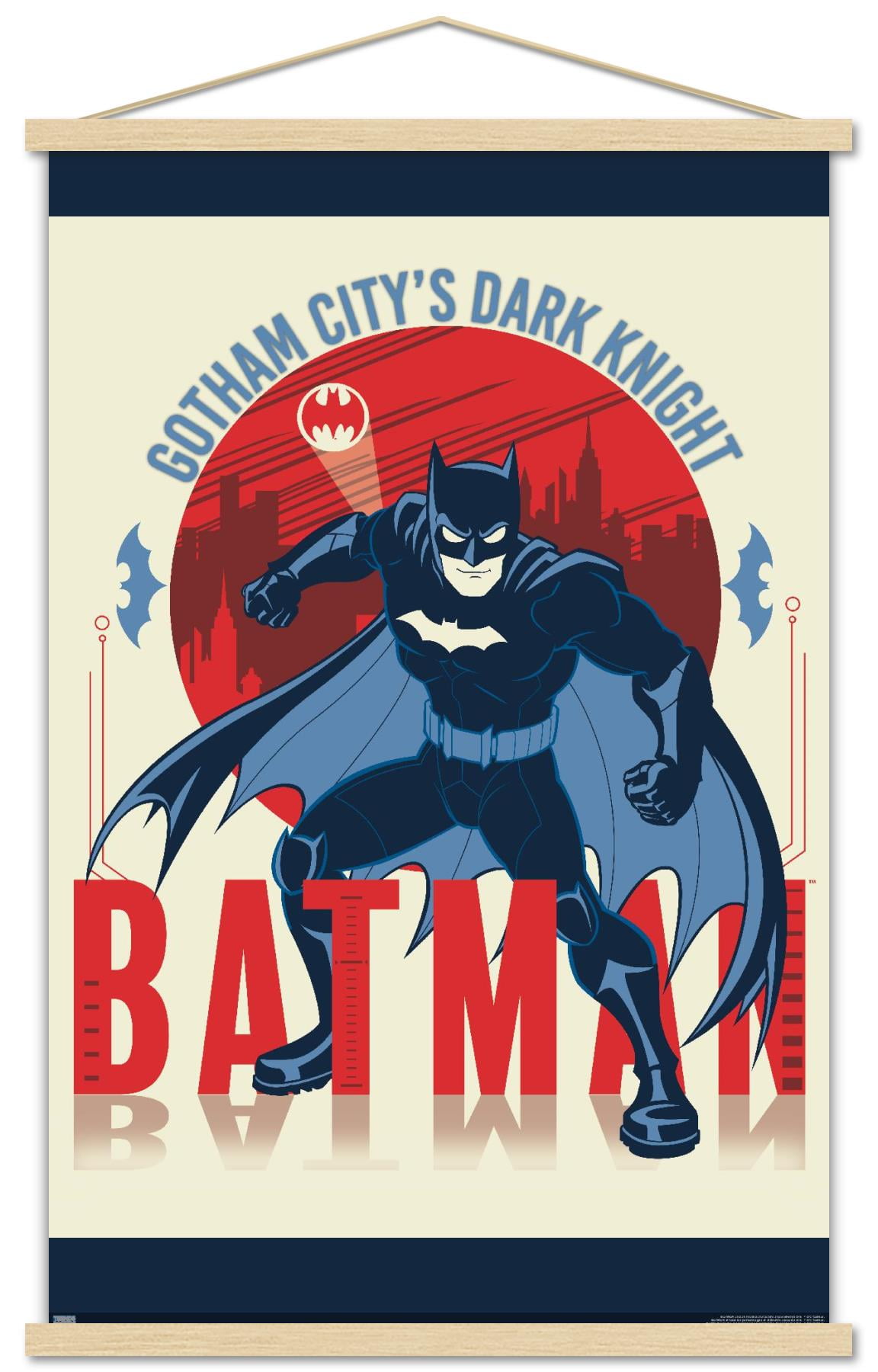 DC Comics Batman - Gotham City's Dark Knight Wall Poster with Wooden Magnetic Frame, 22.375" x 34"