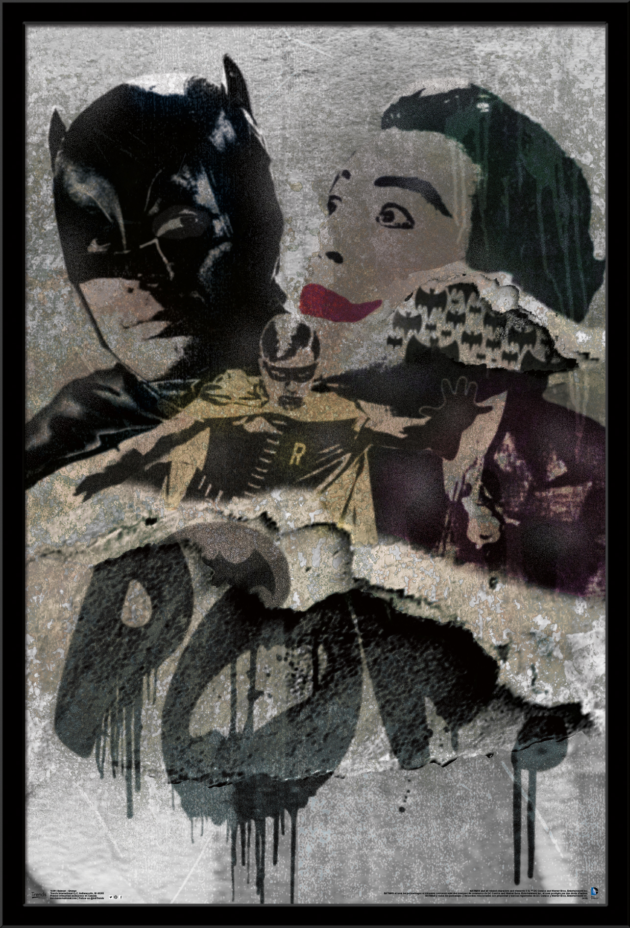 DC Comics - Batman - Grunge Wall Poster, 22.375" x 34", Framed