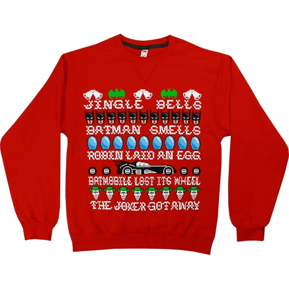 DC Comics Batman Jingle Bells Men's Christmas Sweatshirt, Small