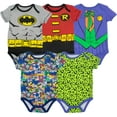 thumbnail image 1 of DC Comics Batman Joker Riddler 5 Pack Bodysuits Newborn to Infant, 1 of 5