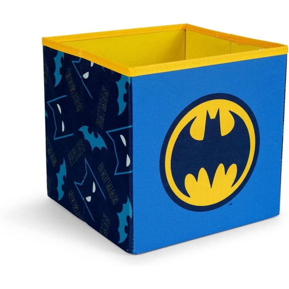DC Comics Batman Logo 11-Inch Storage Bin Cube Organizer | Fabric Basket Container, Cubby Cube Closet Organizer | Comic Book Superhero Toys, Gifts And Collectibles