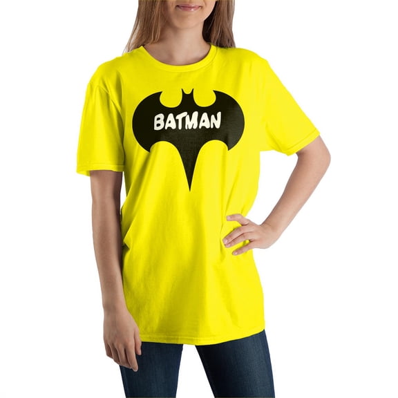 DC Comics Batman Logo Juniors Yellow Short Sleeve Graphic Tee-6XL